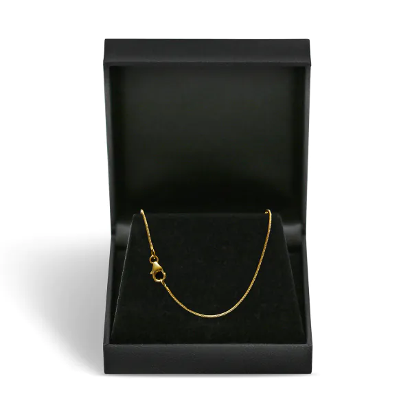 Goldkette als Schlangenkette diamantiert in Gelbgold 585 / 14K, 50 cm lang, 1 mm breit, Gewicht ca. 5.9 g.