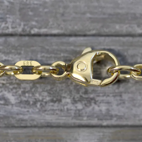 Armband als Königskette in Gelbgold 585 / 14K, 21 cm lang, 3 mm breit, Gewicht ca. 12.5 g.