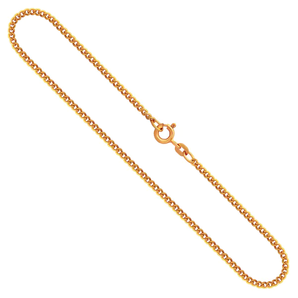 Goldkette als Panzerkette flach in Gelbgold 585 / 14K, 95 cm lang, 2,1 mm breit, Gewicht ca. 13.4 g.
