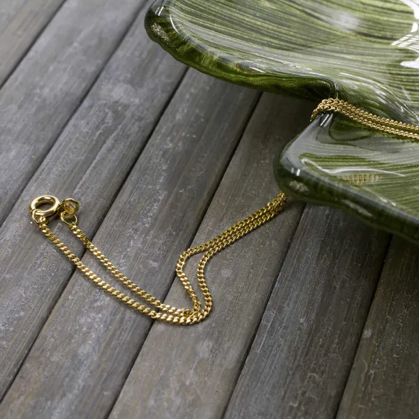 Goldkette als Panzerkette flach in Gelbgold 750 / 18K, 40 cm lang, 1,4 mm breit, Gewicht ca. 3.4 g.