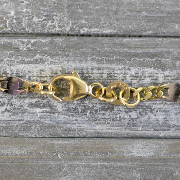 Goldkette als Panzerstegkette in Bicolor Gelbgold/Weißgold 333 / 8K, 50 cm lang, 3,1 mm breit, Gewicht ca. 4.7 g.