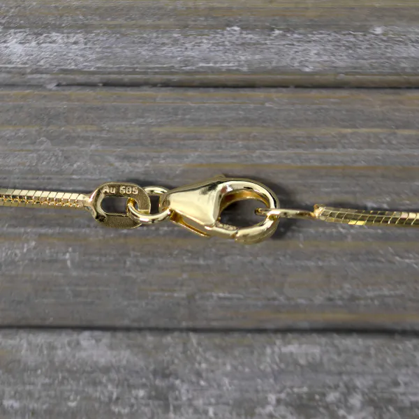 Goldkette als Schlangenkette diamantiert in Gelbgold 585 / 14K, 75 cm lang, 1 mm breit, Gewicht ca. 8.7 g.