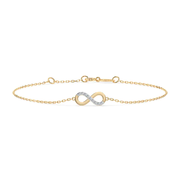 Goldarmband als Ankerkette mit 0,05 Karat Diamanten, Gelbgold 585 / 14 Karat, 18 cm lang, Gewicht ca. 1,0 g.