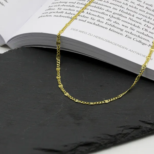 Goldkette als Panzerstegkette in Gelbgold 585 / 14K, 75 cm lang, 3,1 mm breit, Gewicht ca. 8.3 g.