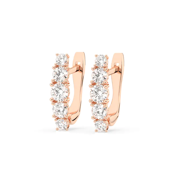0,85 Karat Diamant Creolen, Rotgold 585 / 14 Karat, Gewicht ca. 2.1 g.