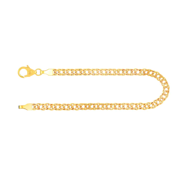 Armband als Zwillingspanzerkette in Gelbgold 585 / 14 K, 22 cm lang, 3,9mm breit, Gewicht ca. 5.1 g.