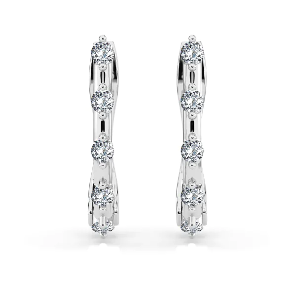 0,2 Karat Diamant Creolen, Weißgold 585 / 14 Karat, Gewicht ca. 1.6 g.