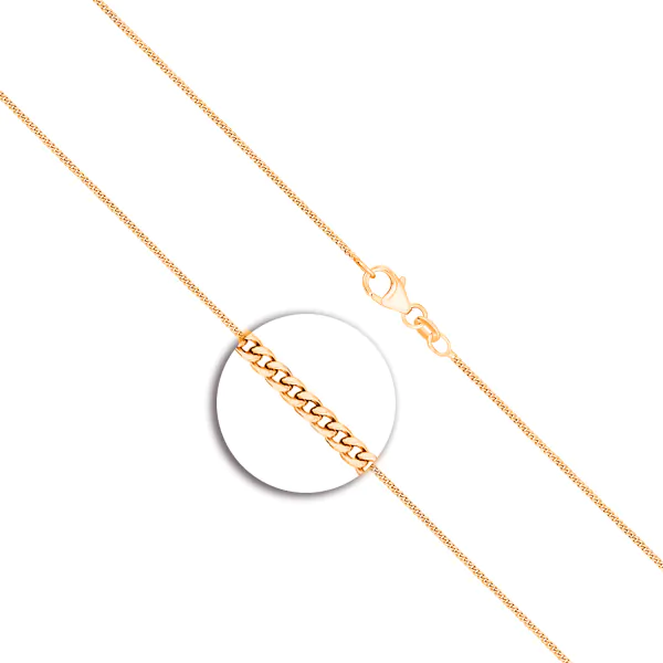 Goldkette als Panzerkette flach in Gelbgold 585 / 14K, 38 cm lang, 1,1 mm breit, Gewicht ca. 1.6 g.