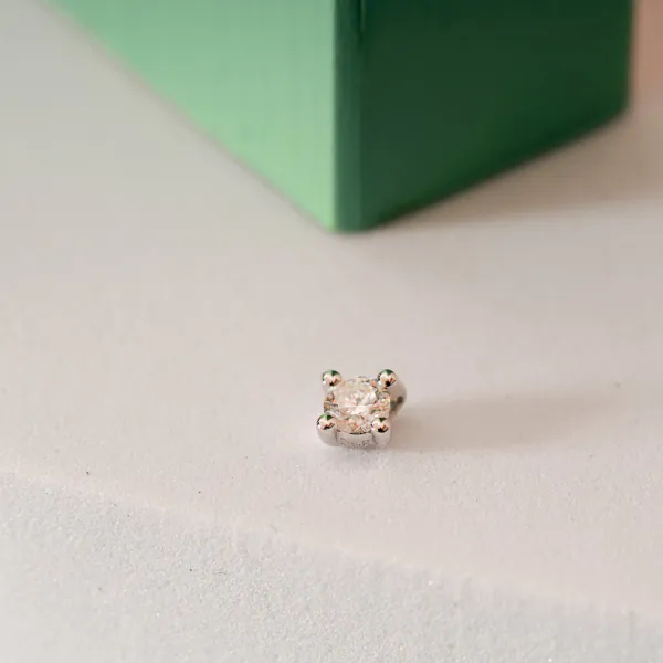 0,1 Karat Diamant Anhänger 4-er Krappe, Weißgold 585 / 14K, Höhe 5.8 mm, Breite 4 mm, Gewicht ca. 0.14 g