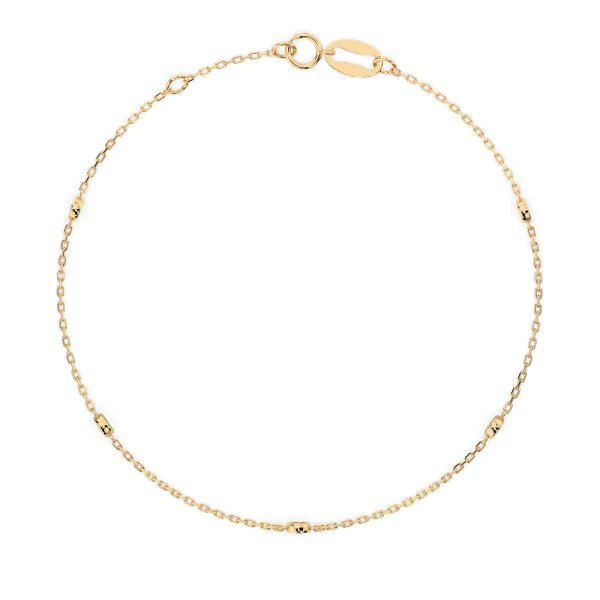 Goldarmband als Ankerkette mit 0,14 Karat Diamanten, Gelbgold 585 / 14 Karat