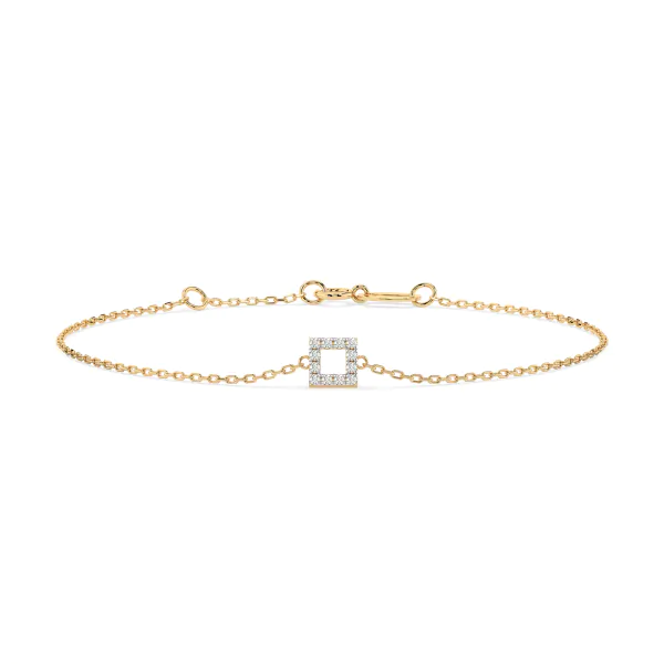 Goldarmband als Ankerkette mit 0,06 Karat Diamanten, Gelbgold 585 / 14 Karat, 20 cm lang, Gewicht ca. 0,8 g.