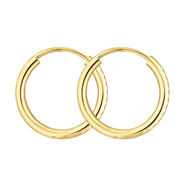 Ohrringe, Creolen, Gelbgold 333 / 8K, Außendurchmesser 15 mm, Breite 2 mm, Gewicht ca. 0.5 g