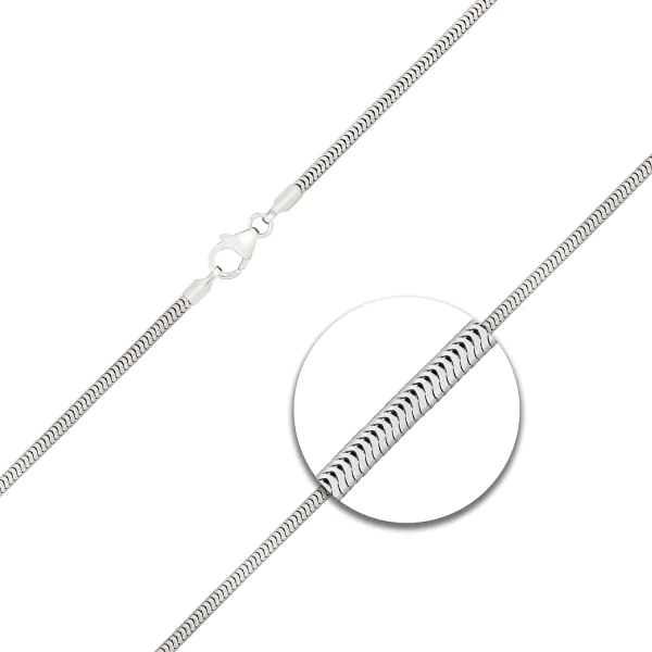 Goldkette als Schlangenkette in Weißgold 585 / 14K, 100 cm lang, 1,9 mm breit, Gewicht ca. 20.6 g.