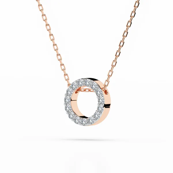0,09 Karat Diamant Anhänger Rotgold 585 (14K) mit Goldkette für Damen