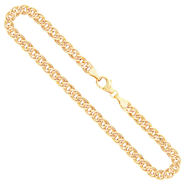 Goldkette als Zwillingspanzerkette in Gelbgold 333 / 8K, 45 cm lang, 4,8 mm breit, Gewicht ca. 6.8 g.