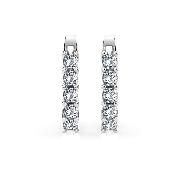 0,6 Karat Diamant Creolen, Weißgold 585 / 14 Karat, Gewicht ca. 2.2 g.