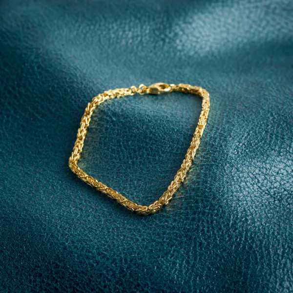 Armband als Königskette in Gelbgold 585 / 14K, 18 cm lang, 2.3 mm breit, Gewicht ca. 6.9 g.