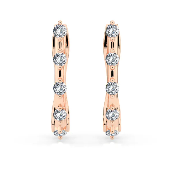 0,2 Karat Diamant Creolen, Rotgold 585 / 14 Karat, Gewicht ca. 1.6 g.