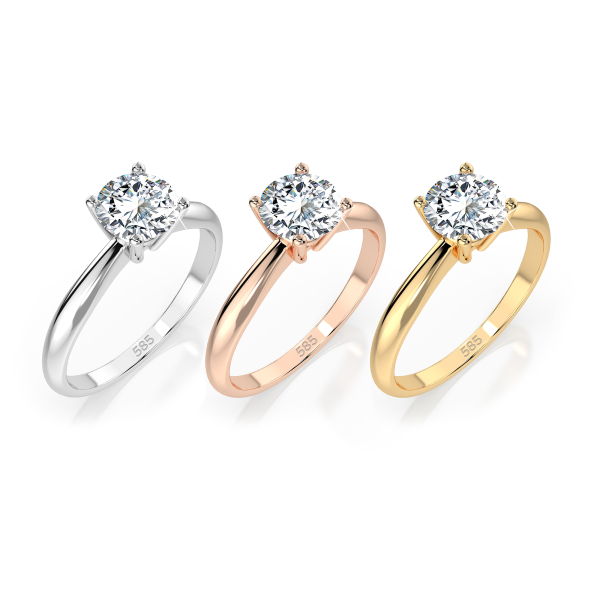 0,5 Karat Diamant Verlobungsring mit 1 Diamanten, Rotgold 585 / 14K, Weite 65 mm, Gewicht ca. 1.9 g.