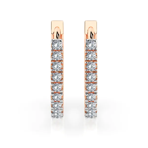 0,22 Karat Diamant Creolen, Rotgold 585 / 14 Karat, Gewicht ca. 2 g.