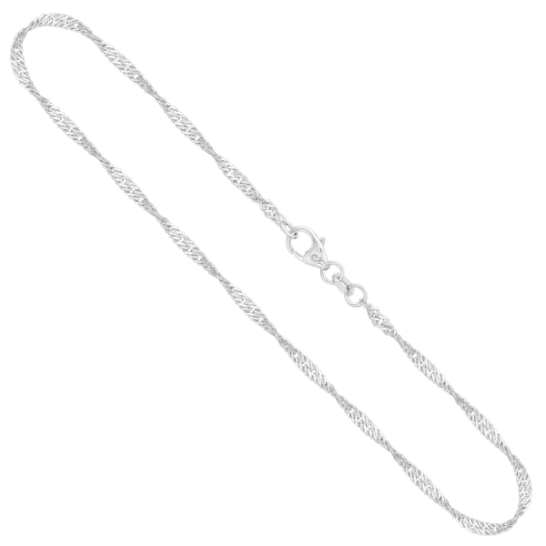 Goldkette als Singapurkette in Weißgold 585 / 14K, 36 cm lang, 2,2 mm breit, Gewicht ca. 3.3 g.