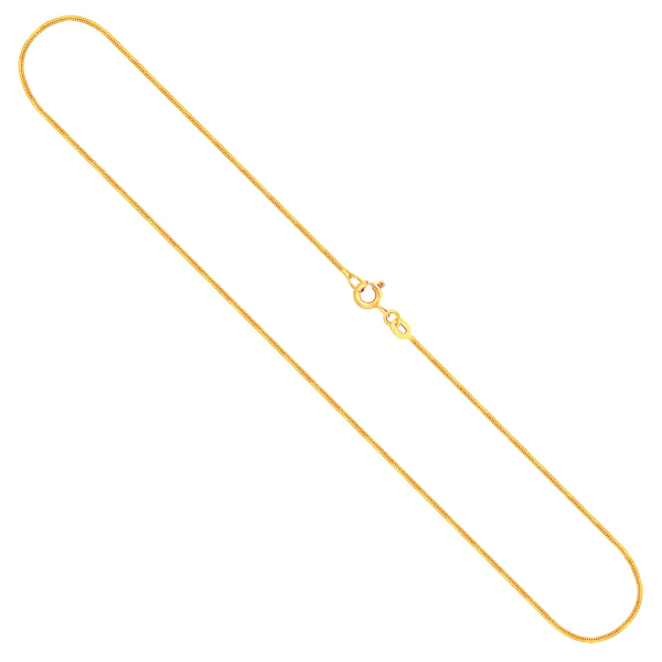 Goldkette als Schlangenkette in Gelbgold 585 / 14K, 40 cm lang, 1,1 mm breit, Gewicht ca. 4.3 g.