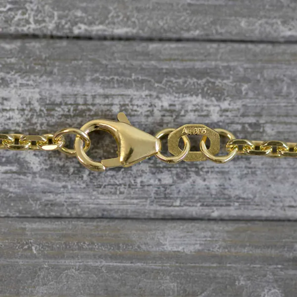 Goldkette als Ankerkette diamantiert in Gelbgold 375 / 9K, 70 cm lang, 1,9 mm breit, Gewicht ca. 7.6 g.