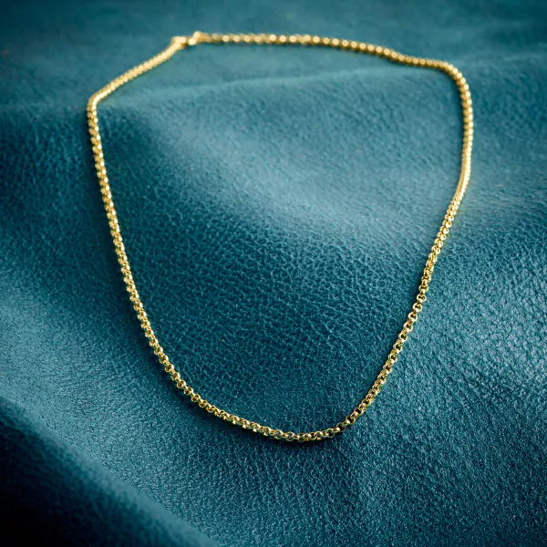 Goldkette als Erbskette in Gelbgold 585 / 14K, 90 cm lang, 2,5 mm breit, Gewicht ca. 17 g.