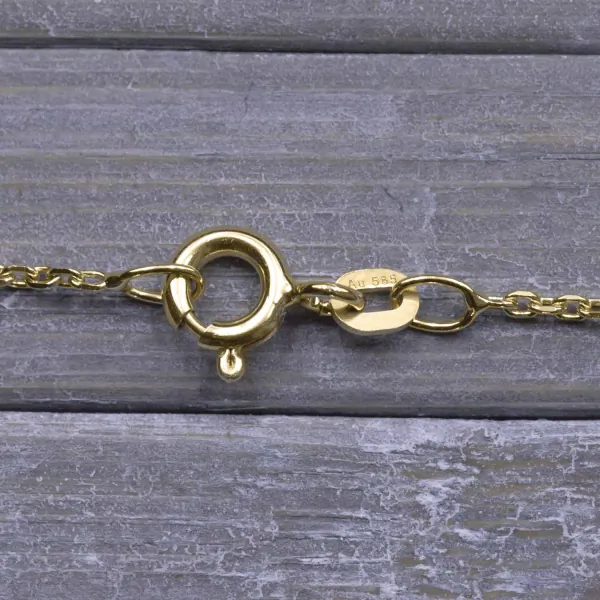 Goldkette als Ankerkette diamantiert in Gelbgold 585 / 14K, 42 cm lang, 1,3 mm breit, Gewicht ca. 2.3 g.
