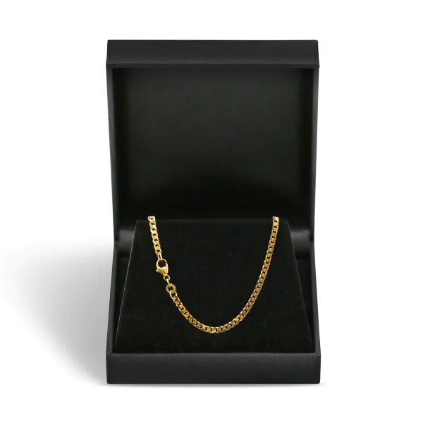Armband als Panzerkette flach in Gelbgold 375 / 9K, 20 cm lang, 2.7 mm breit, Gewicht ca. 3.6 g.