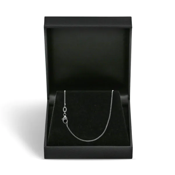 Goldkette als Ankerkette rund Weißgold 375 / 9K, 42 cm lang, 1,1 mm breit, Gewicht ca. 1.9 g.