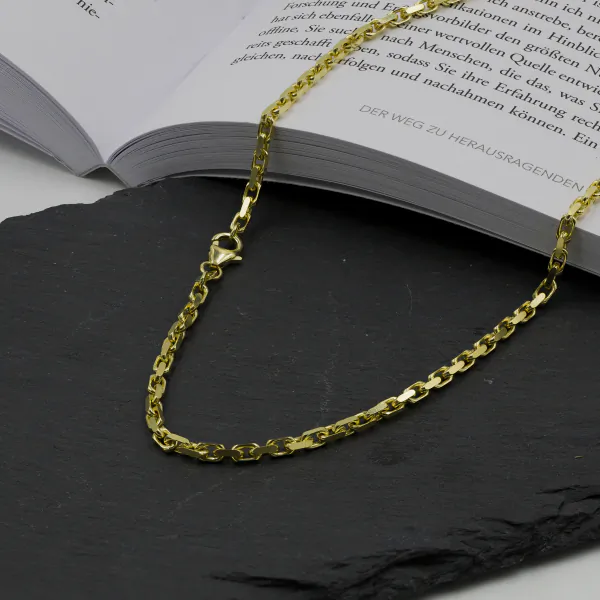Goldkette als Ankerkette diamantiert in Gelbgold 585 / 14K, 40 cm lang, 3 mm breit, Gewicht ca. 18.9 g.
