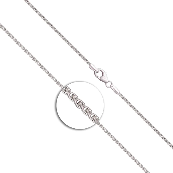 Goldkette als Zopfkette in Weißgold 585 / 14K, 42 cm lang, 1,7 mm breit, Gewicht ca. 5.2 g.