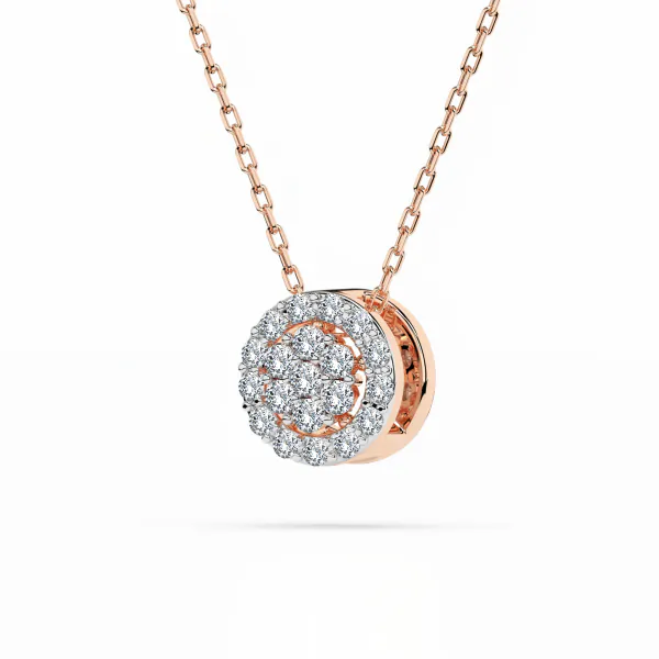 0,19 Karat Diamant Anhänger Rotgold 585 (14K) mit Goldkette für Damen