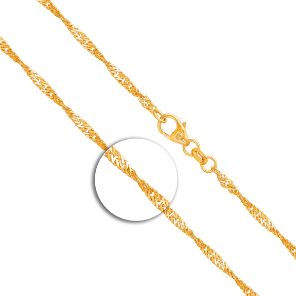 Goldkette als Singapurkette in Gelbgold 585 / 14K, 38 cm lang, 2,2 mm breit, Gewicht ca. 3 g.