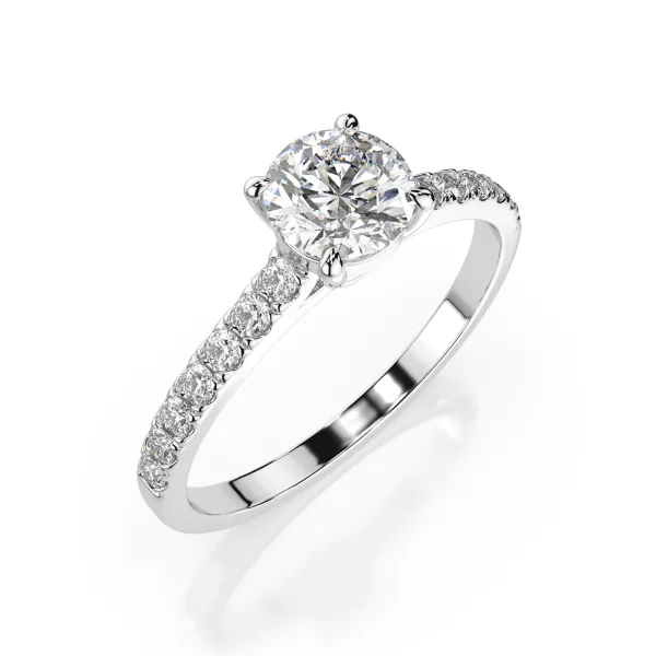 0,4+0,21 Karat Diamant Verlobungsring mit 15 Diamanten, Weißgold 585 / 14K