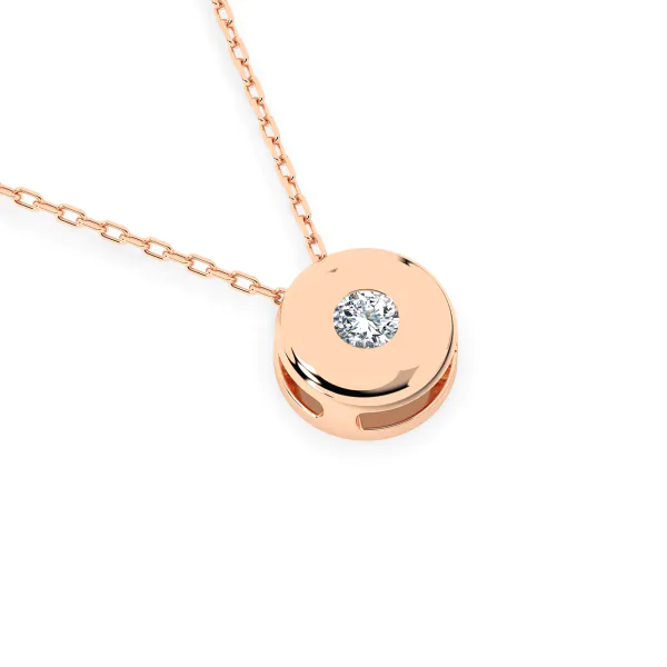 0,04 Karat Diamant Anhänger Zarge Rotgold 585 (14K) mit Goldkette für Damen