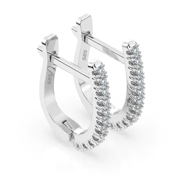 0,18 Karat Diamant Creolen, Weißgold 585 / 14 Karat, Gewicht ca. 1.5 g.