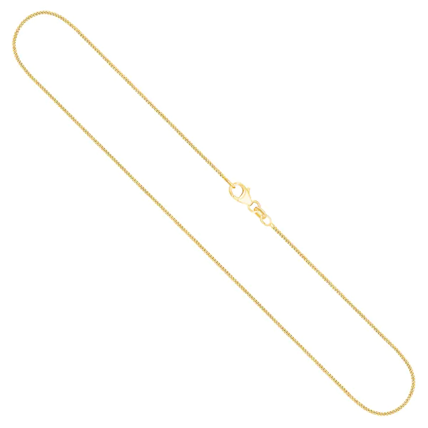 Goldkette als Panzerkette flach in Gelbgold 585 / 14K, 38 cm lang, 1,1 mm breit, Gewicht ca. 1.6 g.