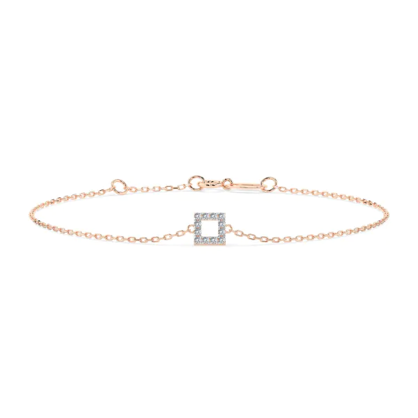 Goldarmband als Ankerkette mit 0,06 Karat Diamanten, Rotgold 585 / 14 Karat, 21 cm lang, Gewicht ca. 0,8 g.