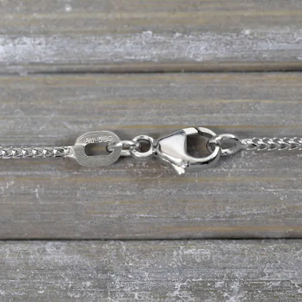 Goldkette als Bingokette in Weißgold 585 / 14K, 42 cm lang, 1,1 mm breit, Gewicht ca. 3.3 g.