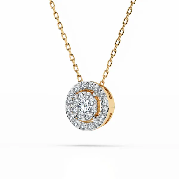 0,19 Karat Diamant Anhänger Gelbgold 585 (14K) mit Goldkette für Damen