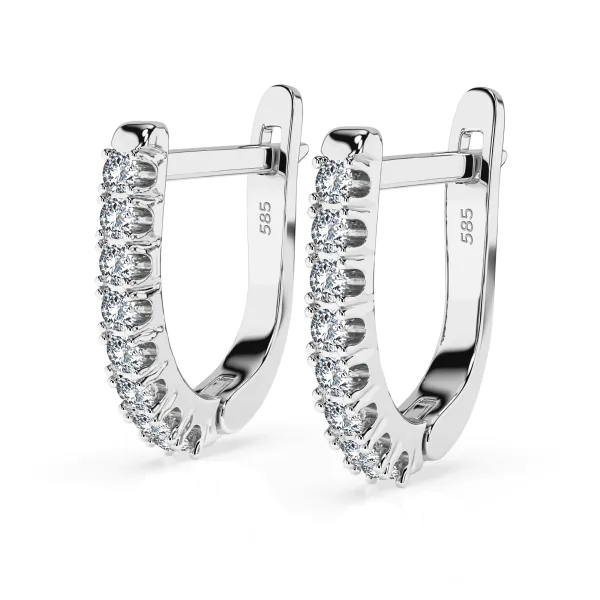 0,32 Karat Diamant Creolen, Weißgold 585 / 14 Karat, Gewicht ca. 1.7 g.