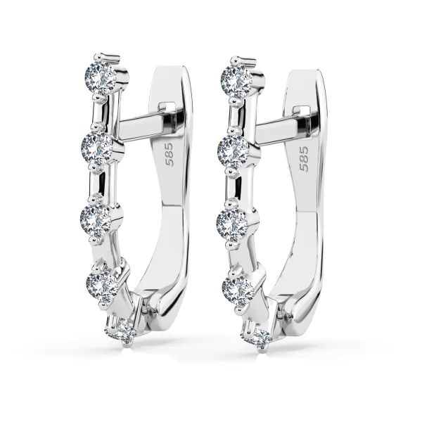 0,2 Karat Diamant Creolen, Weißgold 585 / 14 Karat, Gewicht ca. 1.6 g.