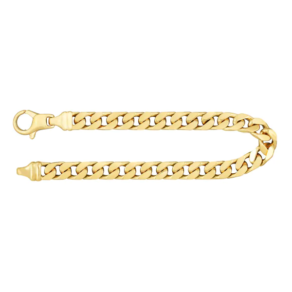 Armband als Panzerkette 4-seitig diamantiert in Gelbgold 585 / 14K, 21 cm lang, 7 mm breit, Gewicht ca. 33.5 g.