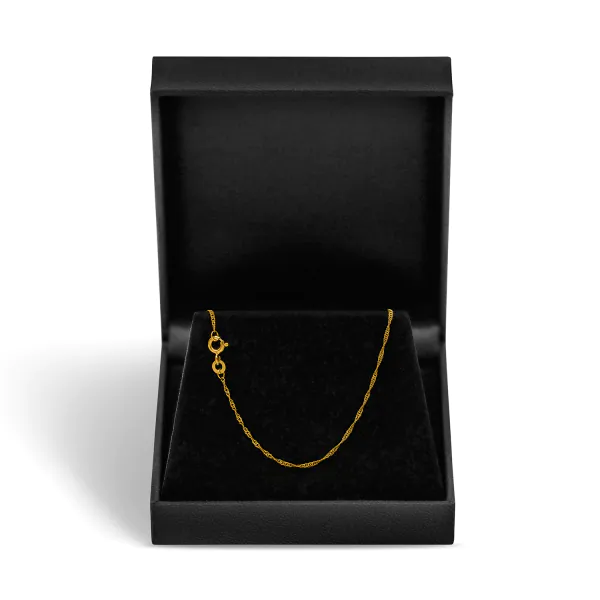 Goldkette als Singapurkette in Gelbgold 375 / 9 Karat, 75 cm lang, 1.2 mm breit, Gewicht ca. 2.1 g.