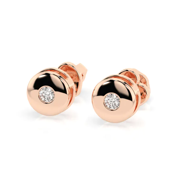 0,08 Karat Diamant Ohrstecker mit 2 echten Diamanten, Rotgold 585 / 14K