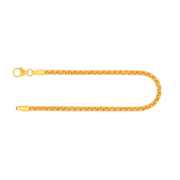 Armband als Zopfkette in Gelbgold 585 / 14 K, 20 cm lang, 2,5mm breit, Gewicht ca. 5 g.