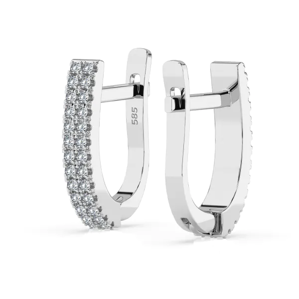 0,22 Karat Diamant Creolen, Weißgold 585 / 14 Karat, Gewicht ca. 2.5 g.