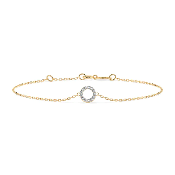 Goldarmband als Ankerkette mit 0,07 Karat Diamanten, Gelbgold 585 / 14 Karat, 20 cm lang, Gewicht ca. 0,8 g.
